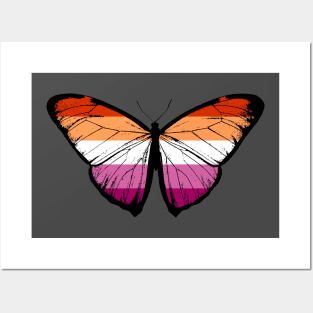 Vintage Lesbian Pride Flag Butterfly Moth Support Lesbian LGBTQ Pride Flag Posters and Art